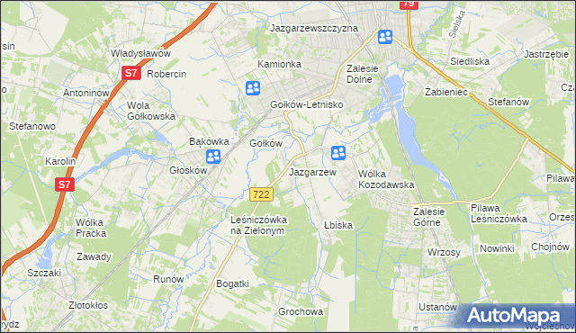 mapa Jazgarzew, Jazgarzew na mapie Targeo
