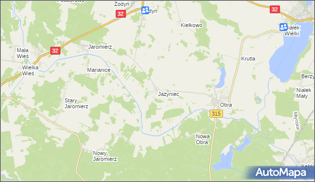 mapa Jażyniec, Jażyniec na mapie Targeo