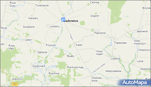 mapa Kaleń gmina Sadkowice, Kaleń gmina Sadkowice na mapie Targeo
