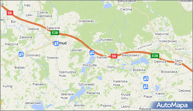 mapa Kamień gmina Szemud, Kamień gmina Szemud na mapie Targeo