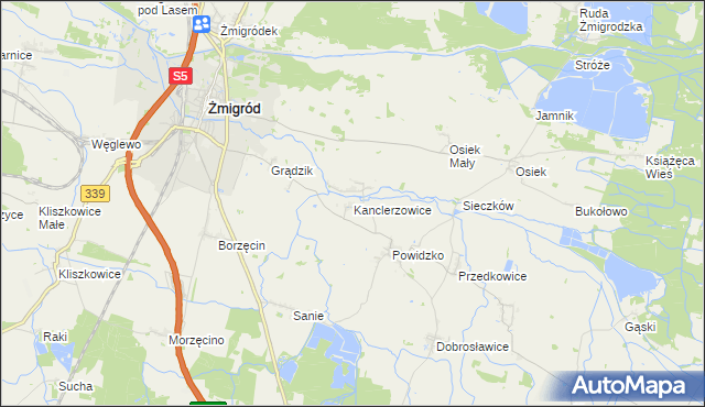 mapa Kanclerzowice, Kanclerzowice na mapie Targeo