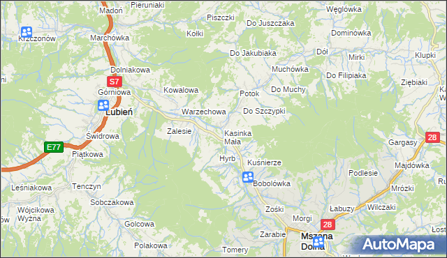 mapa Kasinka Mała, Kasinka Mała na mapie Targeo