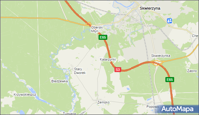 mapa Katarzynki gmina Bledzew, Katarzynki gmina Bledzew na mapie Targeo