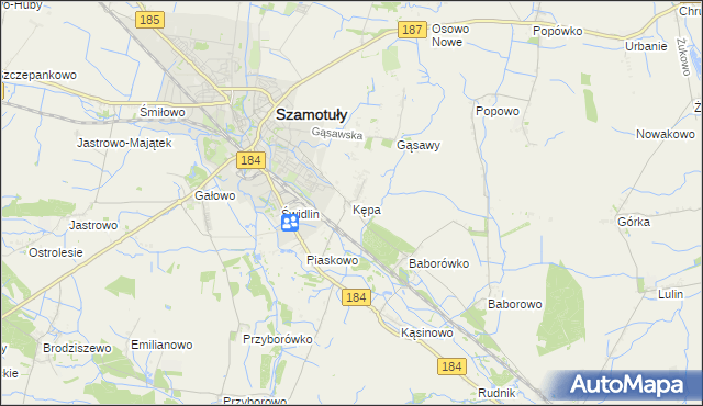 mapa Kępa gmina Szamotuły, Kępa gmina Szamotuły na mapie Targeo
