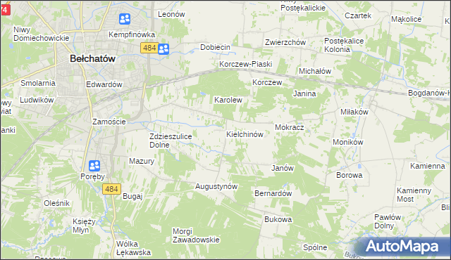 mapa Kielchinów, Kielchinów na mapie Targeo