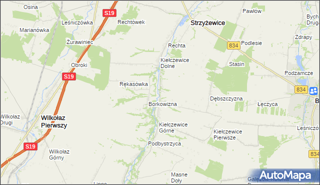 mapa Kiełczewice Maryjskie, Kiełczewice Maryjskie na mapie Targeo