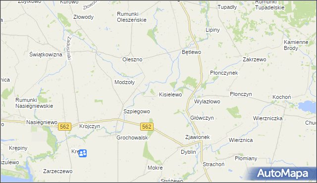 mapa Kisielewo gmina Dobrzyń nad Wisłą, Kisielewo gmina Dobrzyń nad Wisłą na mapie Targeo