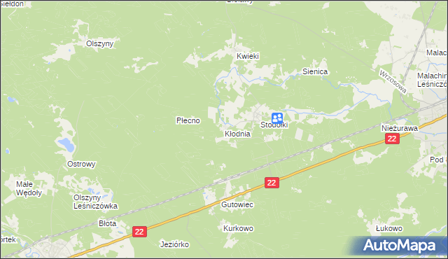 mapa Kłodnia gmina Czersk, Kłodnia gmina Czersk na mapie Targeo