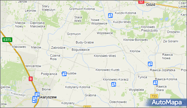 mapa Kłonówek-Wieś, Kłonówek-Wieś na mapie Targeo