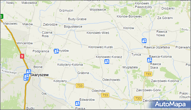 mapa Kłonowiec-Koracz, Kłonowiec-Koracz na mapie Targeo