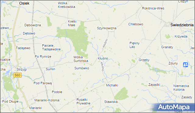 mapa Kłuśno, Kłuśno na mapie Targeo