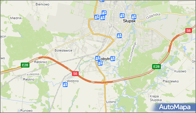 mapa Kobylnica powiat słupski, Kobylnica powiat słupski na mapie Targeo