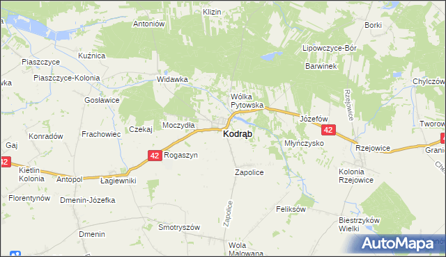 mapa Kodrąb powiat radomszczański, Kodrąb powiat radomszczański na mapie Targeo
