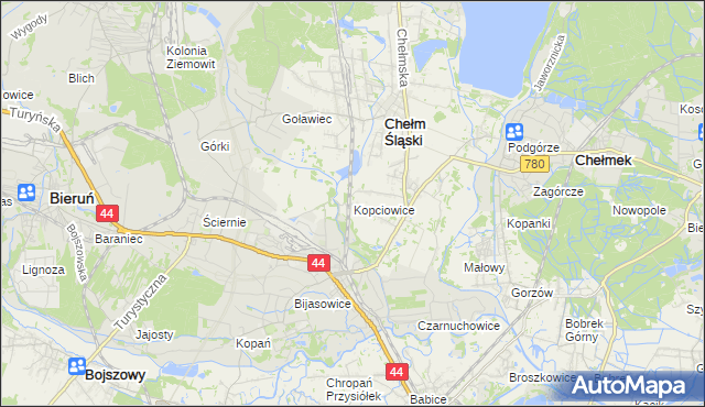mapa Kopciowice, Kopciowice na mapie Targeo