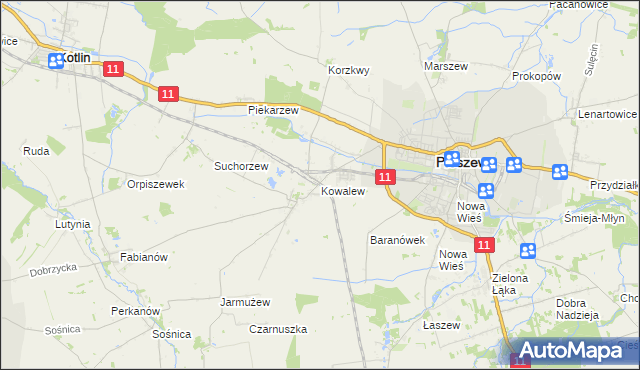 mapa Kowalew gmina Pleszew, Kowalew gmina Pleszew na mapie Targeo