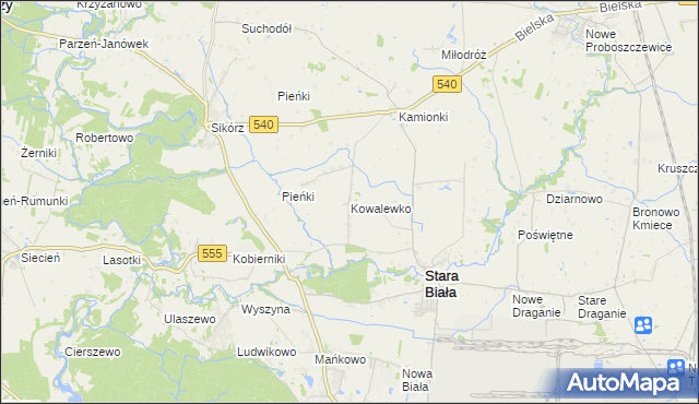 mapa Kowalewko gmina Stara Biała, Kowalewko gmina Stara Biała na mapie Targeo