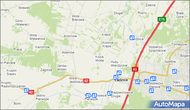 mapa Kozia Woda, Kozia Woda na mapie Targeo