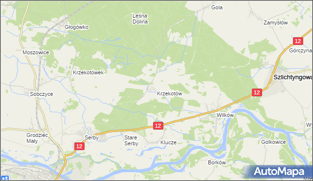 mapa Krzekotów, Krzekotów na mapie Targeo