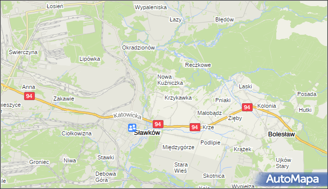 mapa Krzykawka, Krzykawka na mapie Targeo