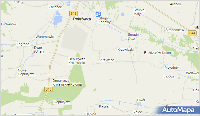 mapa Krzywice gmina Chełm, Krzywice gmina Chełm na mapie Targeo