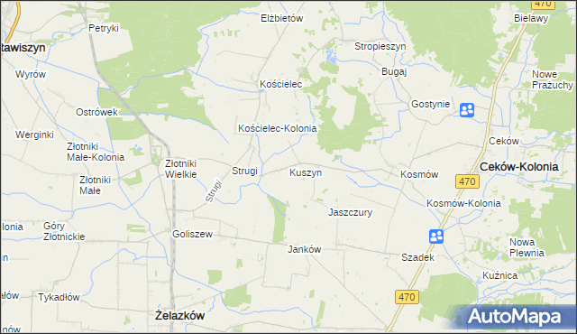 mapa Kuszyn, Kuszyn na mapie Targeo