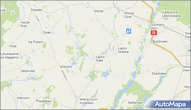 mapa Łąsko Małe, Łąsko Małe na mapie Targeo