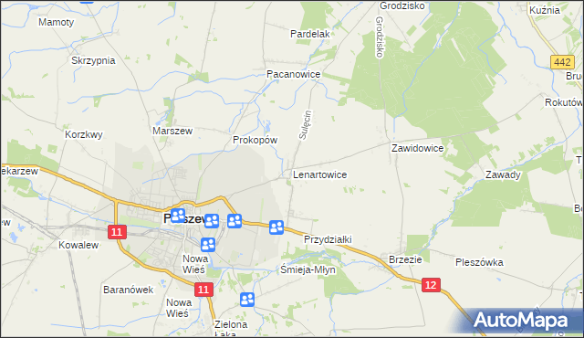 mapa Lenartowice gmina Pleszew, Lenartowice gmina Pleszew na mapie Targeo