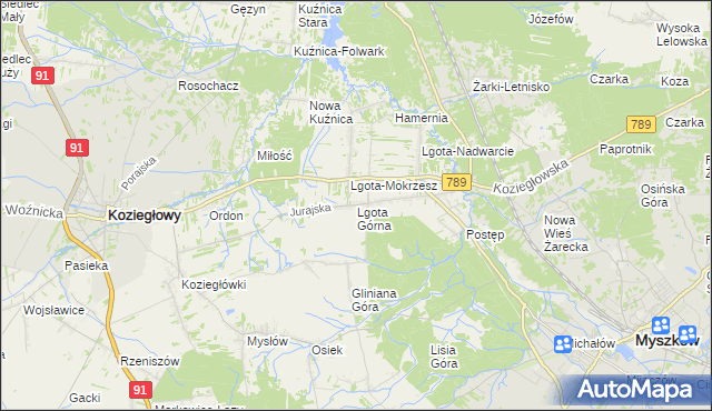 mapa Lgota Górna, Lgota Górna na mapie Targeo