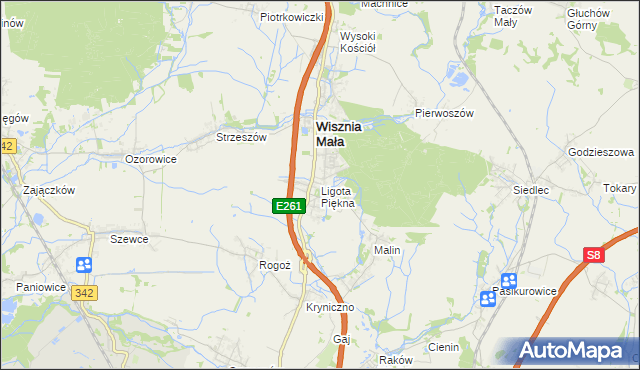 mapa Ligota Piękna, Ligota Piękna na mapie Targeo