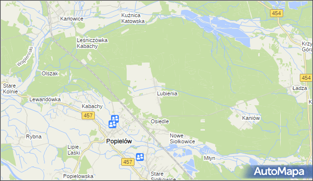mapa Lubienia gmina Popielów, Lubienia gmina Popielów na mapie Targeo