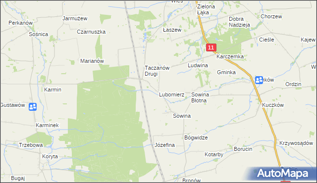 mapa Lubomierz gmina Pleszew, Lubomierz gmina Pleszew na mapie Targeo