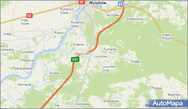 mapa Lucynów gmina Wyszków, Lucynów gmina Wyszków na mapie Targeo