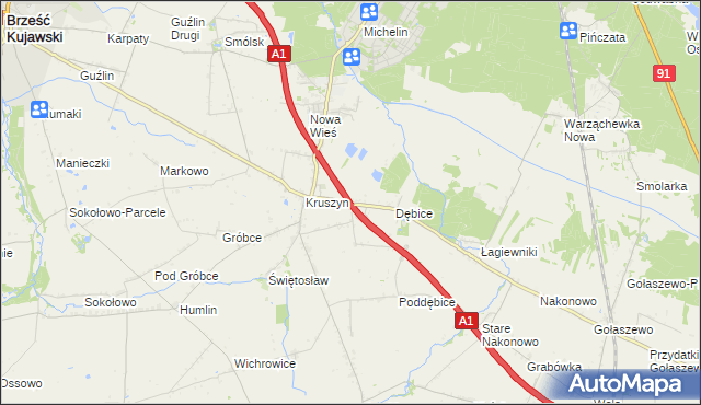 mapa Ludwinowo gmina Włocławek, Ludwinowo gmina Włocławek na mapie Targeo
