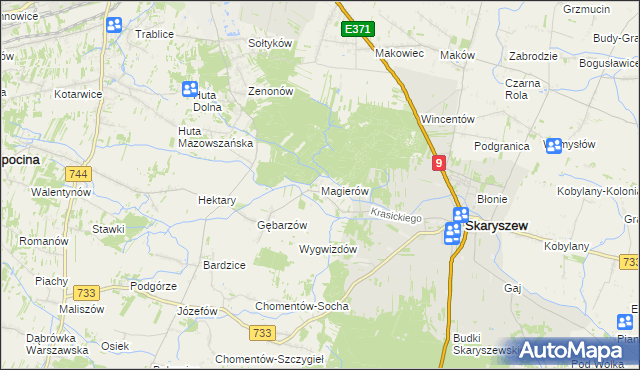 mapa Magierów gmina Skaryszew, Magierów gmina Skaryszew na mapie Targeo