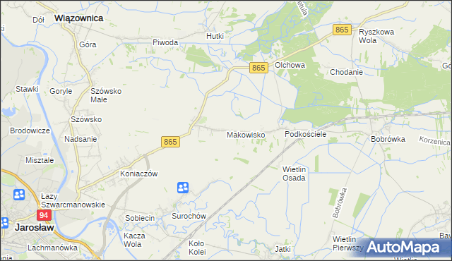 mapa Makowisko gmina Jarosław, Makowisko gmina Jarosław na mapie Targeo