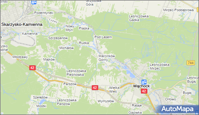 mapa Marcinków gmina Wąchock, Marcinków gmina Wąchock na mapie Targeo