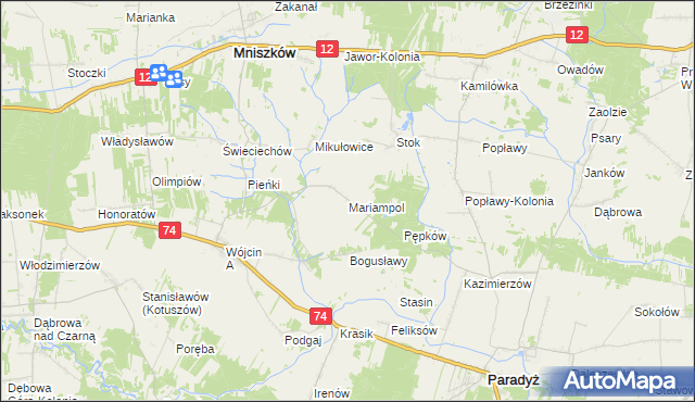 mapa Mariampol gmina Paradyż, Mariampol gmina Paradyż na mapie Targeo