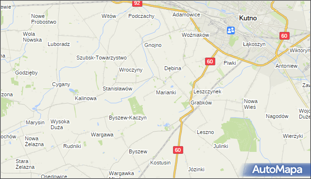 mapa Marianki gmina Kutno, Marianki gmina Kutno na mapie Targeo