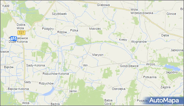 mapa Marysin gmina Potworów, Marysin gmina Potworów na mapie Targeo