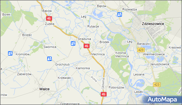 mapa Mechnica, Mechnica na mapie Targeo