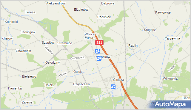 mapa Mieszków gmina Jarocin, Mieszków gmina Jarocin na mapie Targeo