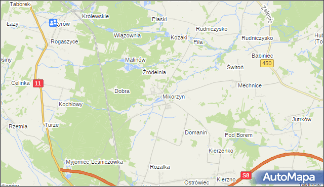 mapa Mikorzyn gmina Kępno, Mikorzyn gmina Kępno na mapie Targeo