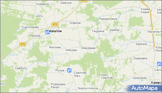 mapa Miłaczewek, Miłaczewek na mapie Targeo