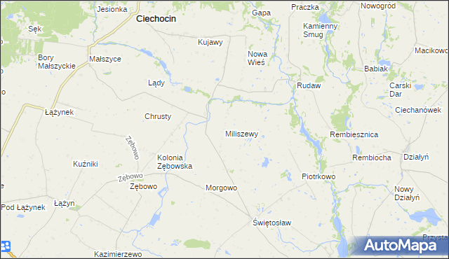 mapa Miliszewy, Miliszewy na mapie Targeo
