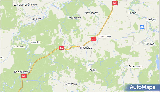 mapa Miłogórze, Miłogórze na mapie Targeo