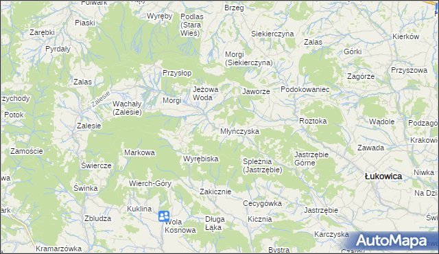 mapa Młyńczyska, Młyńczyska na mapie Targeo