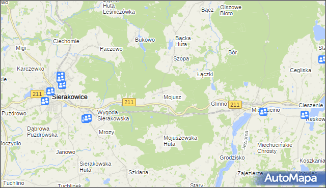 mapa Mojusz, Mojusz na mapie Targeo