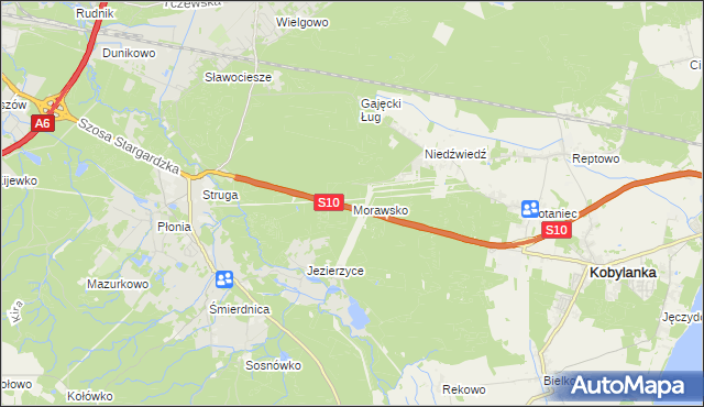 mapa Morawsko gmina Kobylanka, Morawsko gmina Kobylanka na mapie Targeo