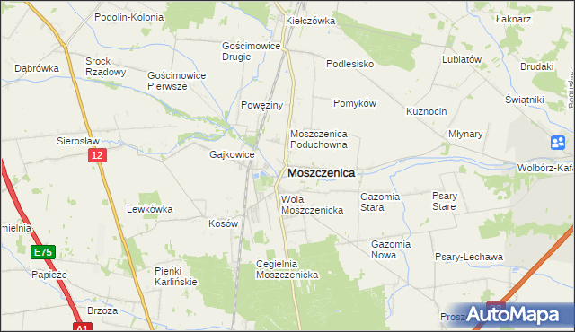 mapa Moszczenica powiat piotrkowski, Moszczenica powiat piotrkowski na mapie Targeo