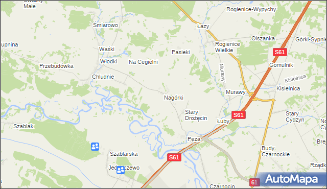 mapa Nagórki gmina Piątnica, Nagórki gmina Piątnica na mapie Targeo
